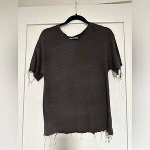 Zara Distressed Charcoal Short Sleeve Tee